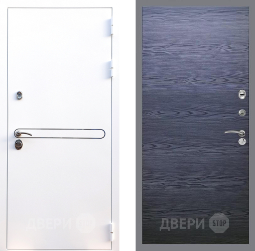Входная металлическая Дверь Стоп Лайн Вайт Гладкая Дуб тангенальный черный в Краснознаменске