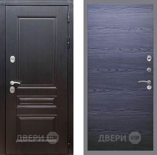 Входная металлическая Дверь Стоп МЕГАПОЛИС Гладкая Дуб тангенальный черный в Краснознаменске
