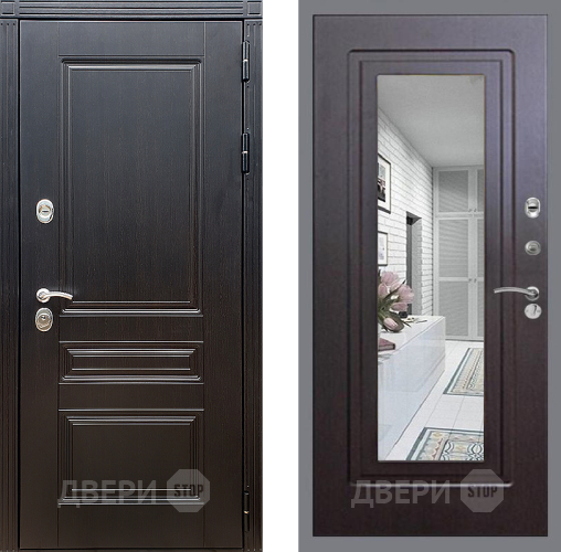 Входная металлическая Дверь Стоп МЕГАПОЛИС Зеркало ФЛ-120 Венге в Краснознаменске
