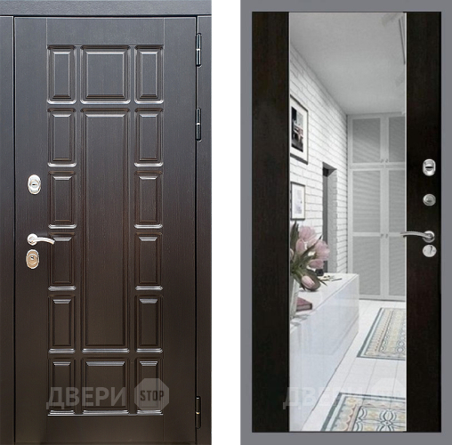 Входная металлическая Дверь Стоп НЬЮ ЙОРК Зеркало СБ-16 Венге в Краснознаменске