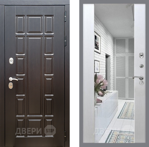 Входная металлическая Дверь Стоп НЬЮ ЙОРК Зеркало СБ-16 Лиственница беж в Краснознаменске