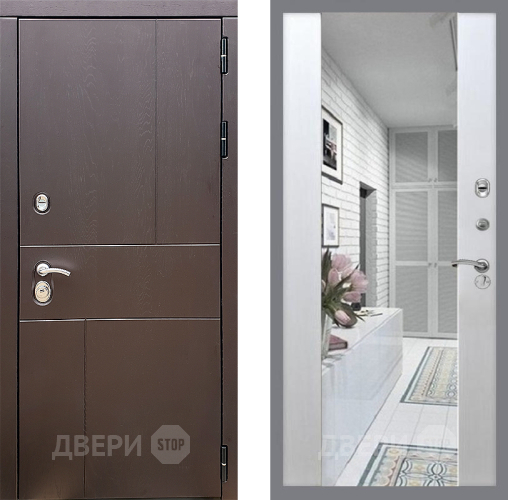 Входная металлическая Дверь Стоп УРБАН Зеркало СБ-16 Лиственница беж в Краснознаменске