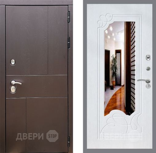 Входная металлическая Дверь Стоп УРБАН ЗкркалоФЛ-147 Ясень белый в Краснознаменске