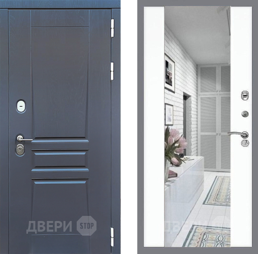 Входная металлическая Дверь Стоп ПЛАТИНУМ Зеркало СБ-16 Силк Сноу в Краснознаменске