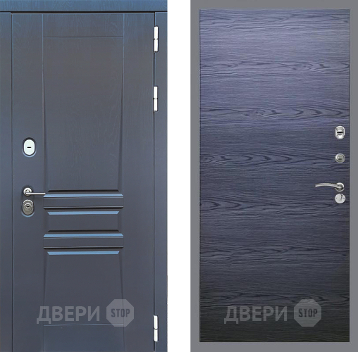 Входная металлическая Дверь Стоп ПЛАТИНУМ Гладкая Дуб тангенальный черный в Краснознаменске