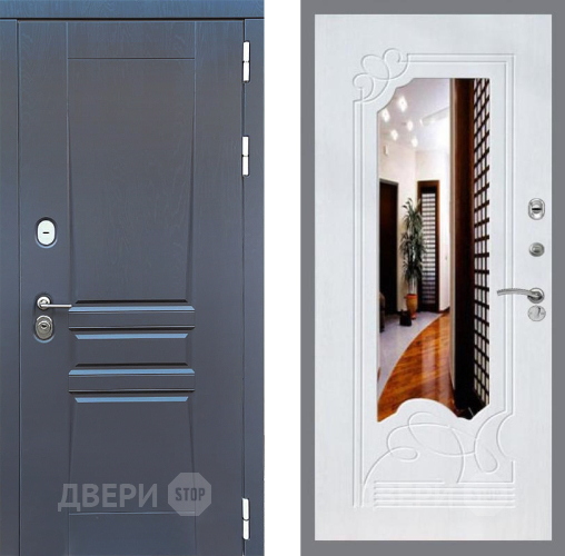 Входная металлическая Дверь Стоп ПЛАТИНУМ ЗкркалоФЛ-147 Ясень белый в Краснознаменске