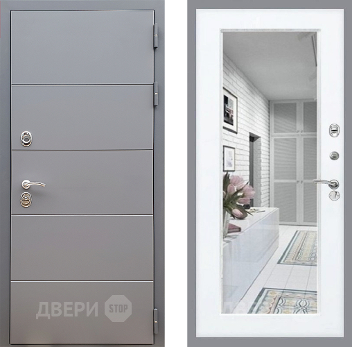 Входная металлическая Дверь Стоп АРТ ГРАФИТ Зеркало Силк Сноу в Краснознаменске