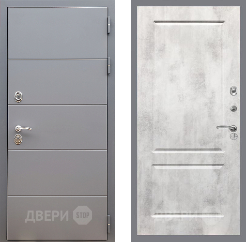 Входная металлическая Дверь Стоп АРТ ГРАФИТ ФЛ-117 Бетон светлый в Краснознаменске