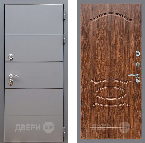 Входная металлическая Дверь Стоп АРТ ГРАФИТ ФЛ-128 орех тисненый в Краснознаменске