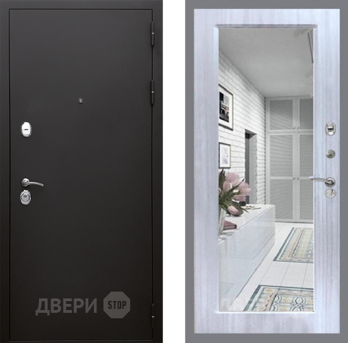 Входная металлическая Дверь Стоп КЛАССИК Шагрень Зеркало Сандал белый в Краснознаменске