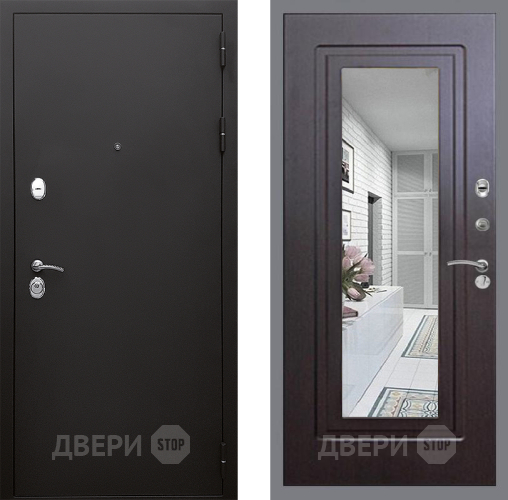 Входная металлическая Дверь Стоп КЛАССИК Шагрень Зеркало ФЛ-120 Венге в Краснознаменске