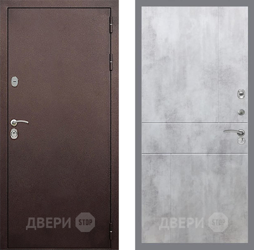 Входная металлическая Дверь Стоп КЛАССИК Медь ФЛ-290 Бетон светлый в Краснознаменске
