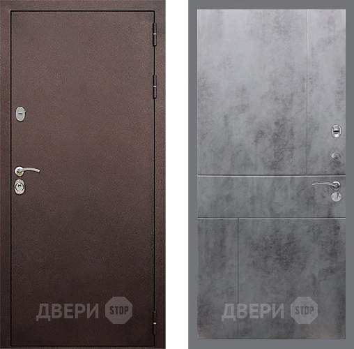 Входная металлическая Дверь Стоп КЛАССИК Медь ФЛ-290 Бетон темный в Краснознаменске
