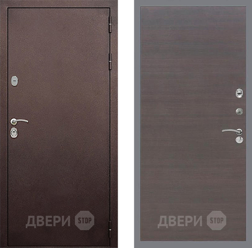 Входная металлическая Дверь Стоп КЛАССИК Медь Гладкая венге поперечный в Краснознаменске