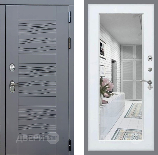 Входная металлическая Дверь Стоп СКАНДИ Зеркало Белый ясень в Краснознаменске