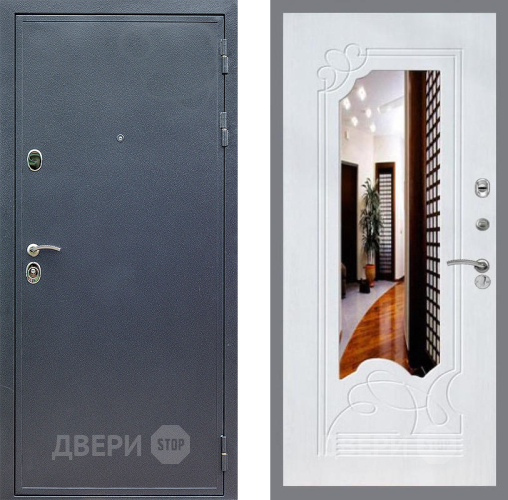 Входная металлическая Дверь Стоп СИЛЬВЕР ЗкркалоФЛ-147 Ясень белый в Краснознаменске