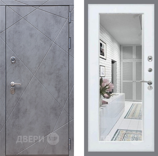 Входная металлическая Дверь Стоп Лучи Зеркало Белый ясень в Краснознаменске