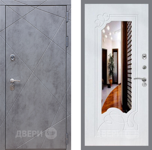 Входная металлическая Дверь Стоп Лучи ЗкркалоФЛ-147 Ясень белый в Краснознаменске