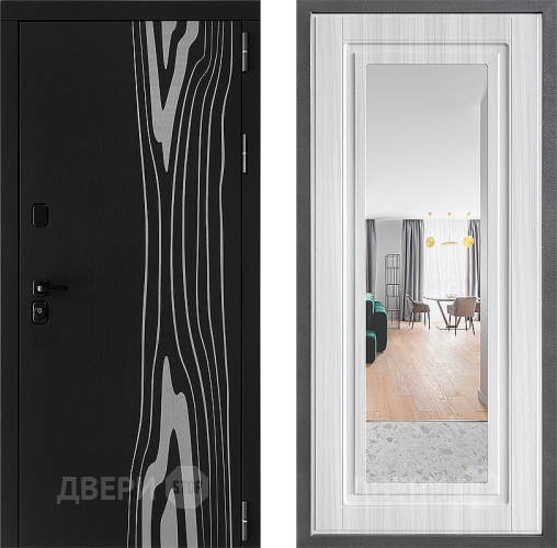 Входная металлическая Дверь Дверной континент ДК-12 ФЛЗ Зеркало Сандал белый в Краснознаменске