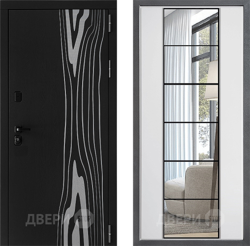 Входная металлическая Дверь Дверной континент ДК-12 ФЛЗ-2 Зеркало Белый софт в Краснознаменске