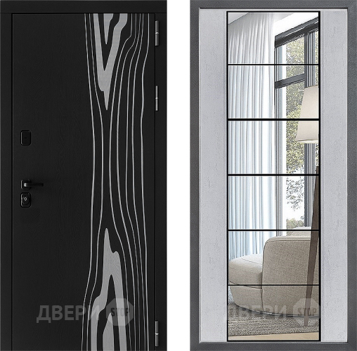 Входная металлическая Дверь Дверной континент ДК-12 ФЛЗ-2 Зеркало Бетон светлый в Краснознаменске