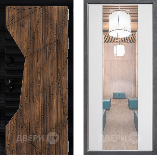 Входная металлическая Дверь Дверной континент ДК-11 ФЛЗ-1 Зеркало Белый софт в Краснознаменске