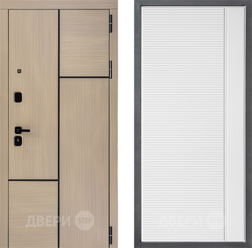 Входная металлическая Дверь Дверной континент ДК-14 ФЛ-757 Белое Стекло Софт милк в Краснознаменске