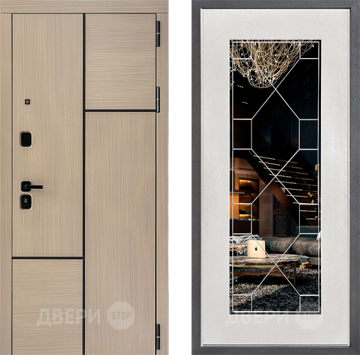 Входная металлическая Дверь Дверной континент ДК-14 ФЛ-Тиффани Зеркало Белое дерево в Краснознаменске