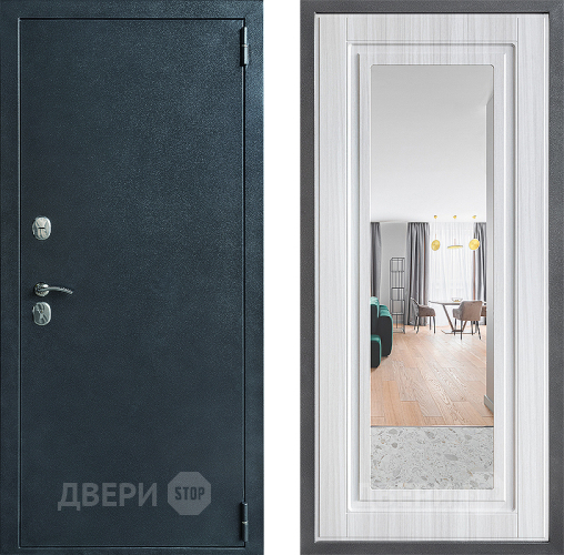 Входная металлическая Дверь Дверной континент ДК-70 Дизайн ФЛЗ Зеркало Сандал белый в Краснознаменске