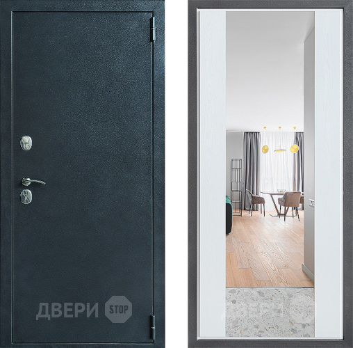 Дверь Дверной континент ДК-70 Дизайн ФЛЗ-1 Зеркало Белое дерево в Краснознаменске