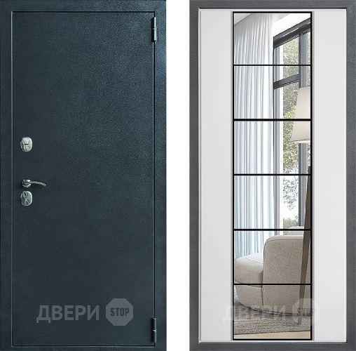Входная металлическая Дверь Дверной континент ДК-70 Дизайн ФЛЗ-2 Зеркало Белый софт в Краснознаменске
