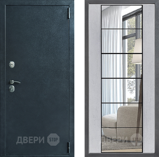 Входная металлическая Дверь Дверной континент ДК-70 Дизайн ФЛЗ-2 Зеркало Бетон светлый в Краснознаменске