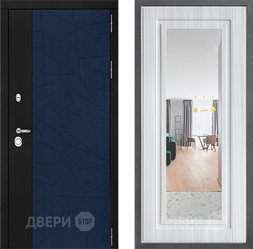 Входная металлическая Дверь Дверной континент ДК-9 ФЛЗ Зеркало Сандал белый в Краснознаменске