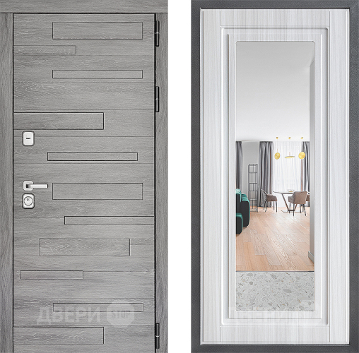 Входная металлическая Дверь Дверной континент ДК-10 ФЛЗ Зеркало Сандал белый в Краснознаменске