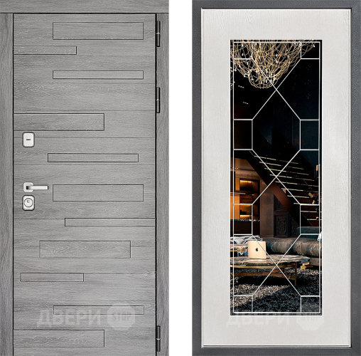 Входная металлическая Дверь Дверной континент ДК-10 ФЛ-Тиффани Зеркало Белое дерево в Краснознаменске