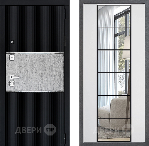 Входная металлическая Дверь Дверной континент ДК-13 ФЛЗ-2 Зеркало Белый софт в Краснознаменске