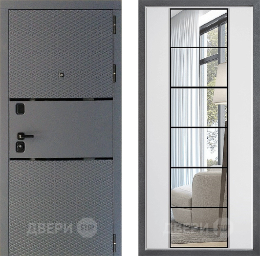 Входная металлическая Дверь Дверной континент Диамант Дизайн ФЛЗ-2 Зеркало Белый софт в Краснознаменске