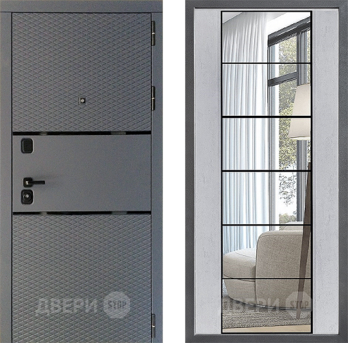 Входная металлическая Дверь Дверной континент Диамант Дизайн ФЛЗ-2 Зеркало Бетон светлый в Краснознаменске
