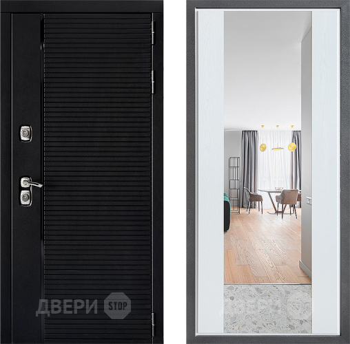 Входная металлическая Дверь Дверной континент ДК-1 ФЛЗ-1 Зеркало Белое дерево в Краснознаменске