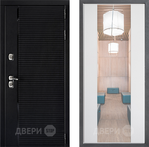 Входная металлическая Дверь Дверной континент ДК-1 ФЛЗ-1 Зеркало Белый софт в Краснознаменске