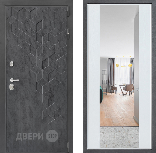 Входная металлическая Дверь Дверной континент ДК-3/713 ФЛЗ-1 Зеркало Белое дерево в Краснознаменске