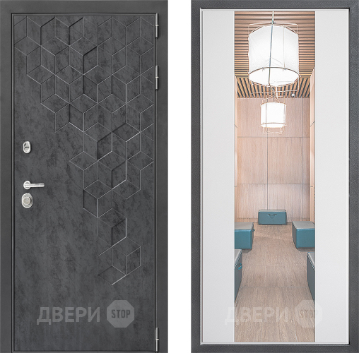 Входная металлическая Дверь Дверной континент ДК-3/713 ФЛЗ-1 Зеркало Белый софт в Краснознаменске