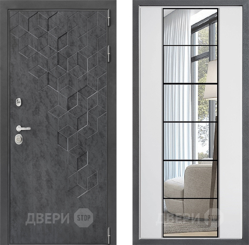 Входная металлическая Дверь Дверной континент ДК-3/713 ФЛЗ-2 Зеркало Белый софт в Краснознаменске