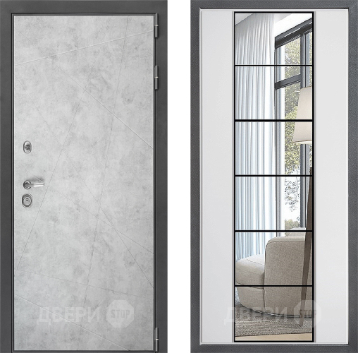 Входная металлическая Дверь Дверной континент ДК-3/743 ФЛЗ-2 Зеркало Белый софт в Краснознаменске