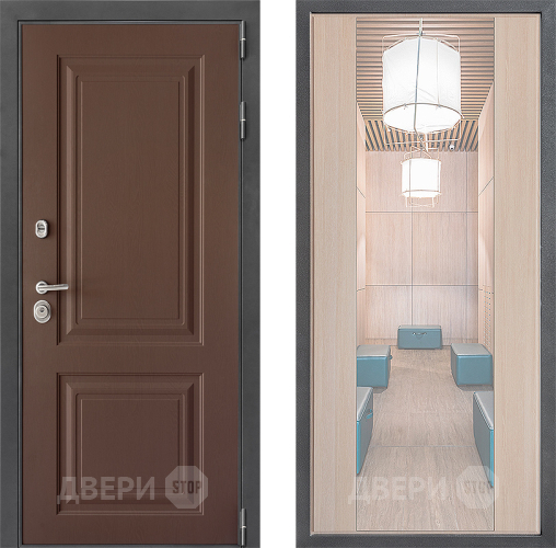Входная металлическая Дверь Дверной континент ДК-3/729 ФЛЗ-1 Зеркало Капучино в Краснознаменске