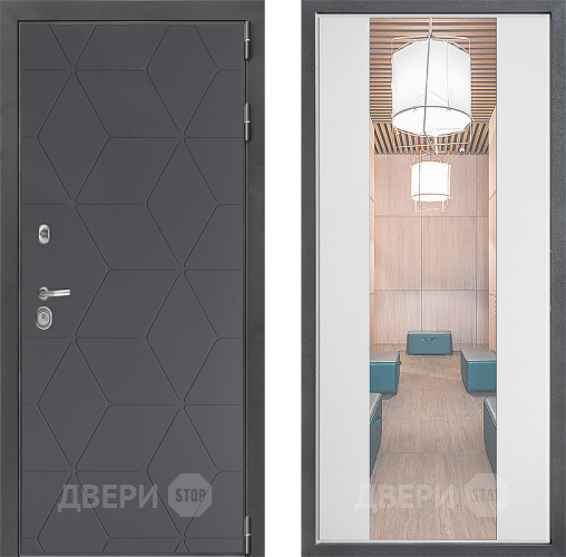 Входная металлическая Дверь Дверной континент ДК-3/744 ФЛЗ-1 Зеркало Белый софт в Краснознаменске