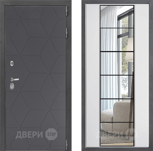 Входная металлическая Дверь Дверной континент ДК-3/744 ФЛЗ-2 Зеркало Белый софт в Краснознаменске