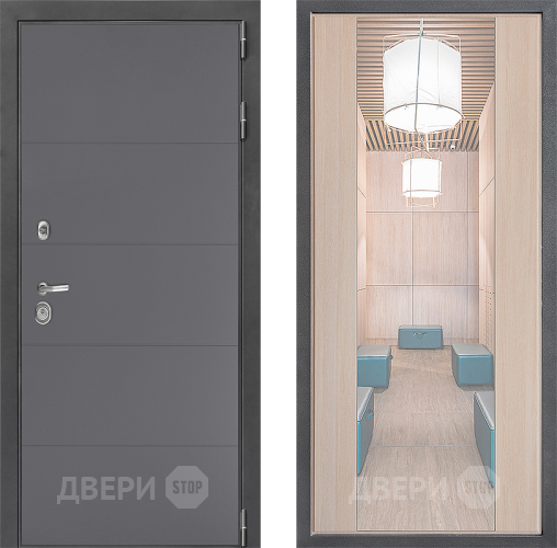 Входная металлическая Дверь Дверной континент ДК-3/649 ФЛЗ-1 Зеркало Капучино в Краснознаменске