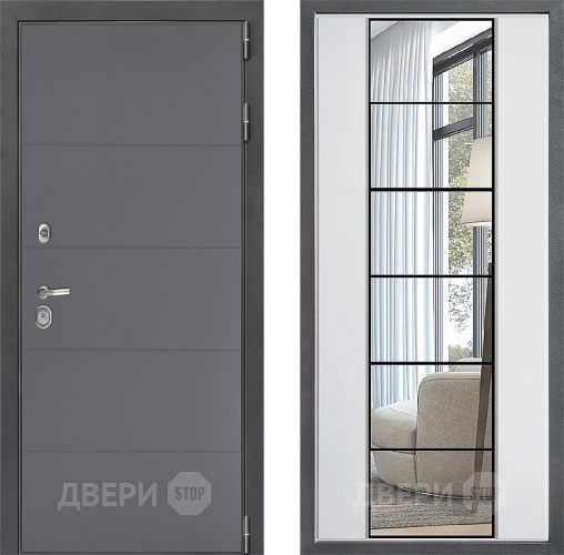 Входная металлическая Дверь Дверной континент ДК-3/649 ФЛЗ-2 Зеркало Белый софт в Краснознаменске