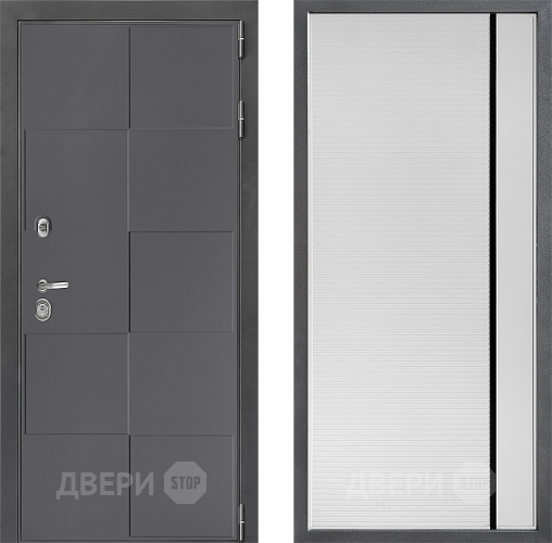 Входная металлическая Дверь Дверной континент ДК-3/606 ФЛ-757 Черное Стекло Софт милк в Краснознаменске